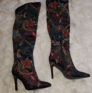 Fashion Nova Shoes - Embroidery thigh high boots Fashion Nova Shoes - Embroidery thigh high boots